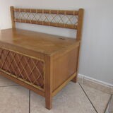 Vintage wooden and rattan chest