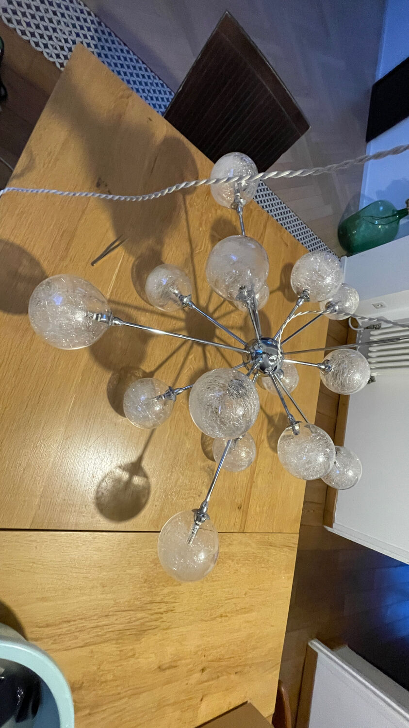 Lustre Sputnik 15 boules filament de verre