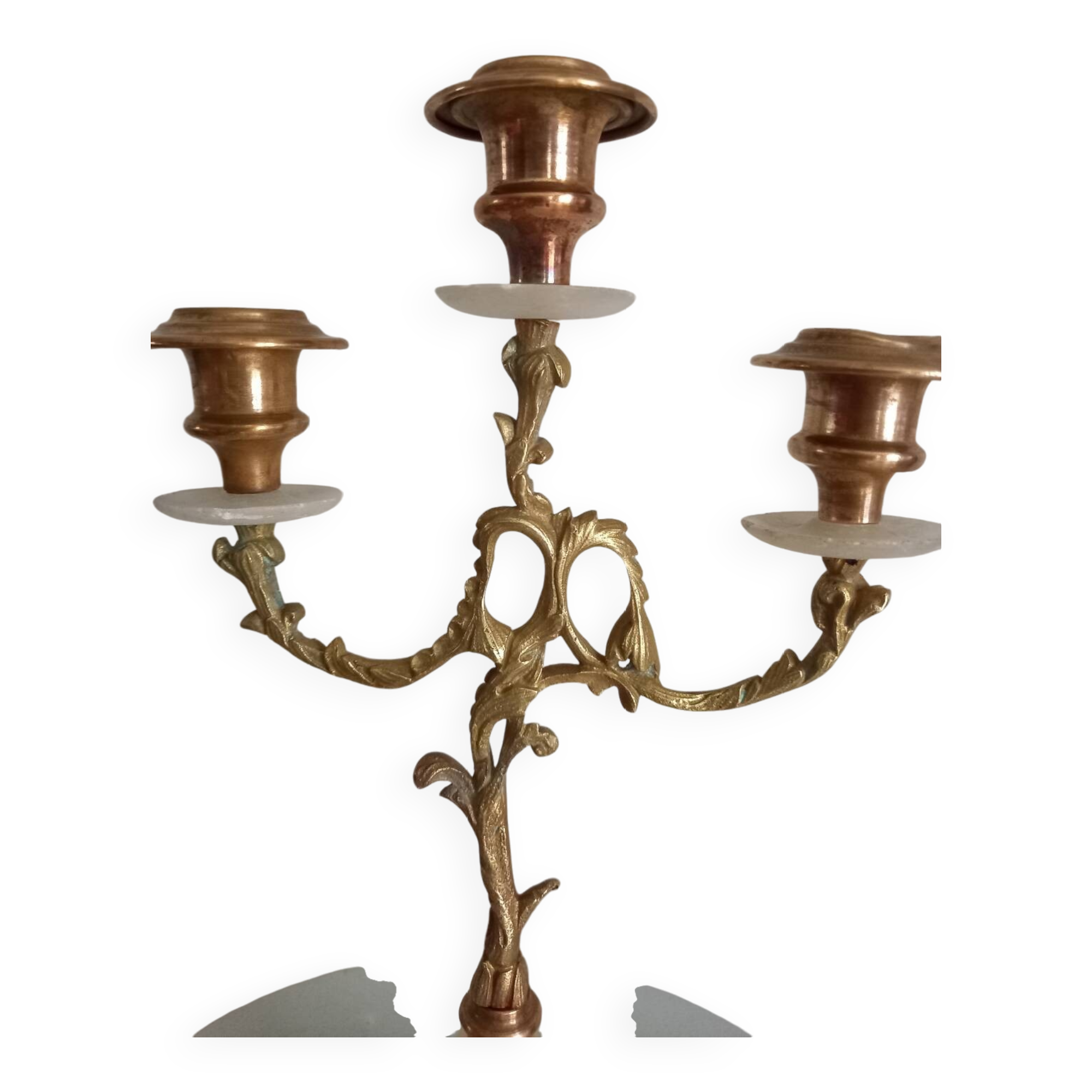 Brass and stone chandelier