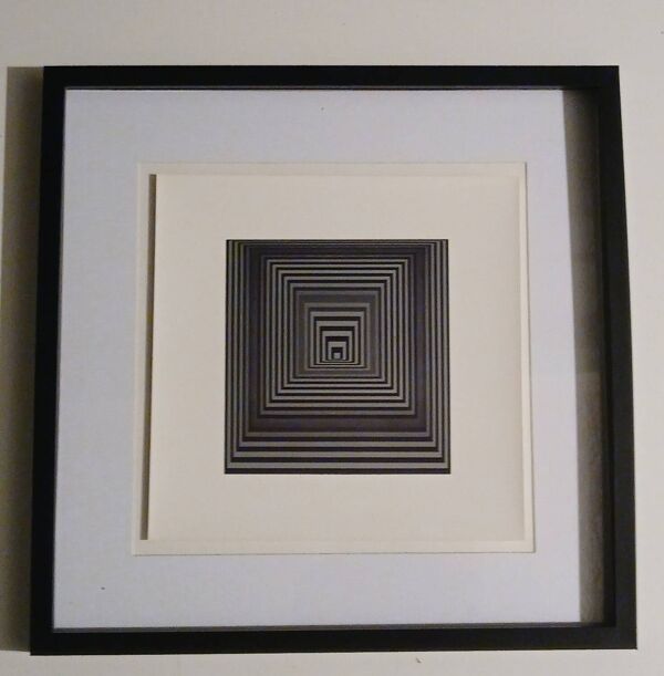 Tableau Vintage Art Optique - Victor Vasarely - Cadre 40x40cm