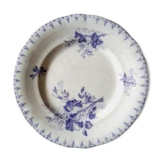 Assiette plate décor violet UC Sarreguemines Modèle Flore