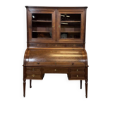Cylinder desk library from the Louis XVI period in mahogany and walnut.