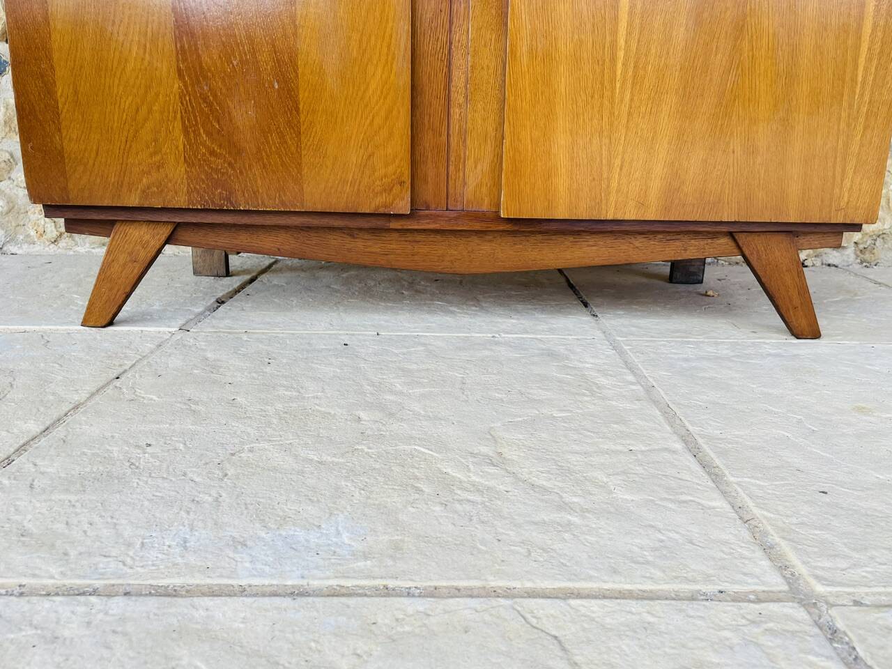 Vintage storage furniture in flame-figured oak, by Gillard Bourdin, circa 196.