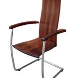 Ensemble vintage de quatre chaises design en hêtre massif chrome