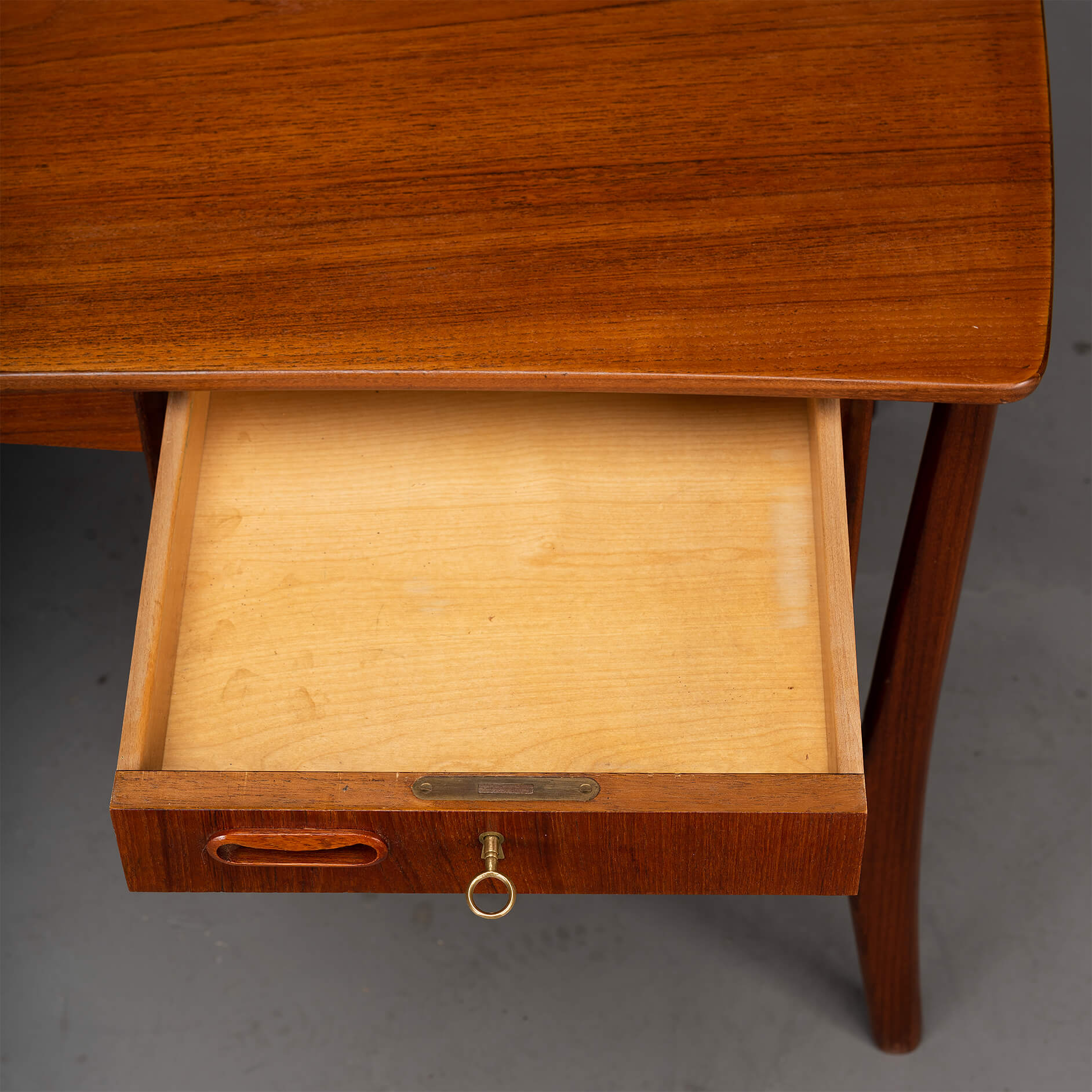 Danish vintage teak design desk by svend age madsen for hp hansen, 1960s