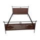 Black metal and rattan bed frame