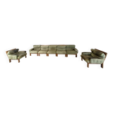 Vintage modular green leather sofa, 1960s