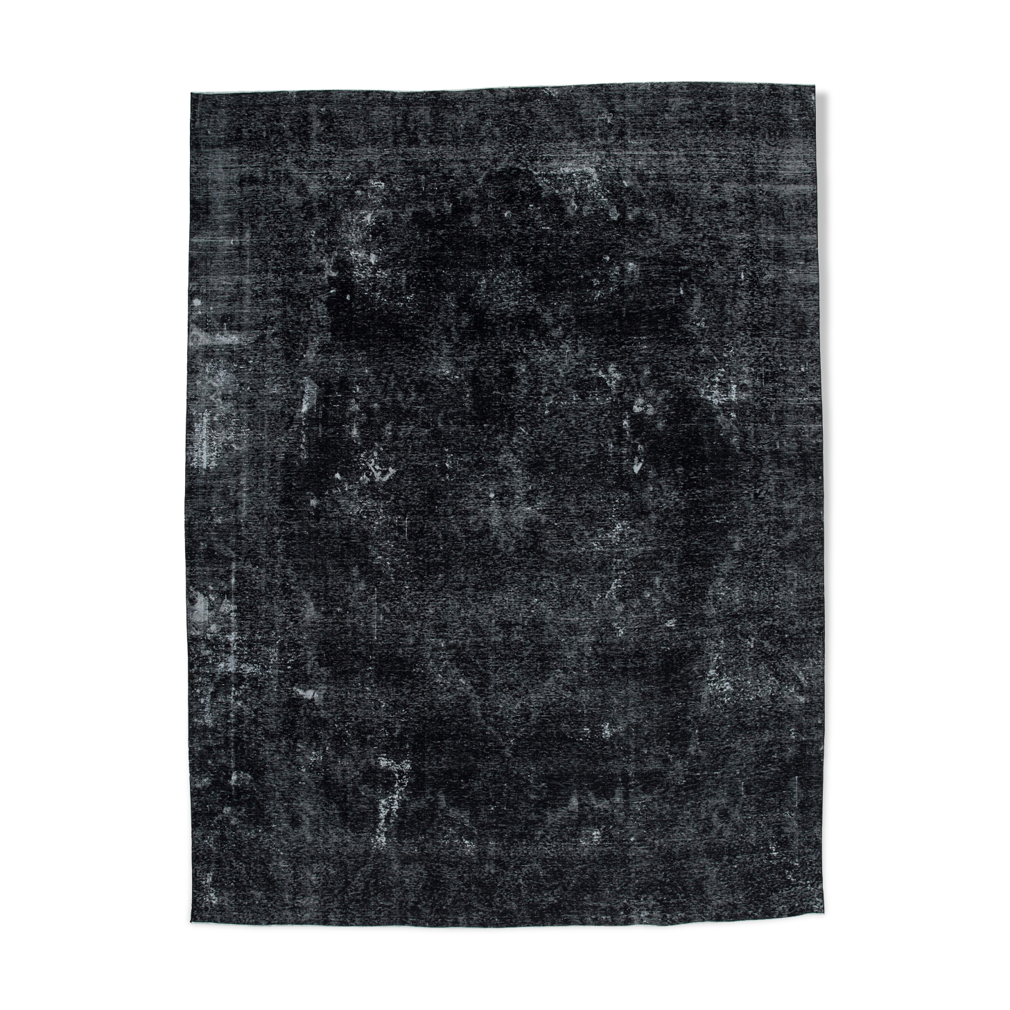 Handmade oriental overdyed 292 cm x 383 cm black wool carpet