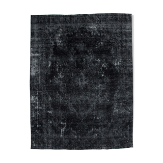 Handmade oriental overdyed 292 cm x 383 cm black wool carpet