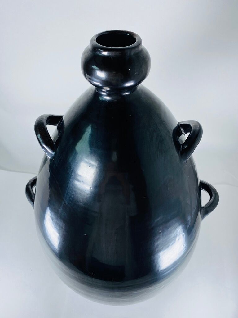 Jarre Potiche ceramic black metalic pottery 1950