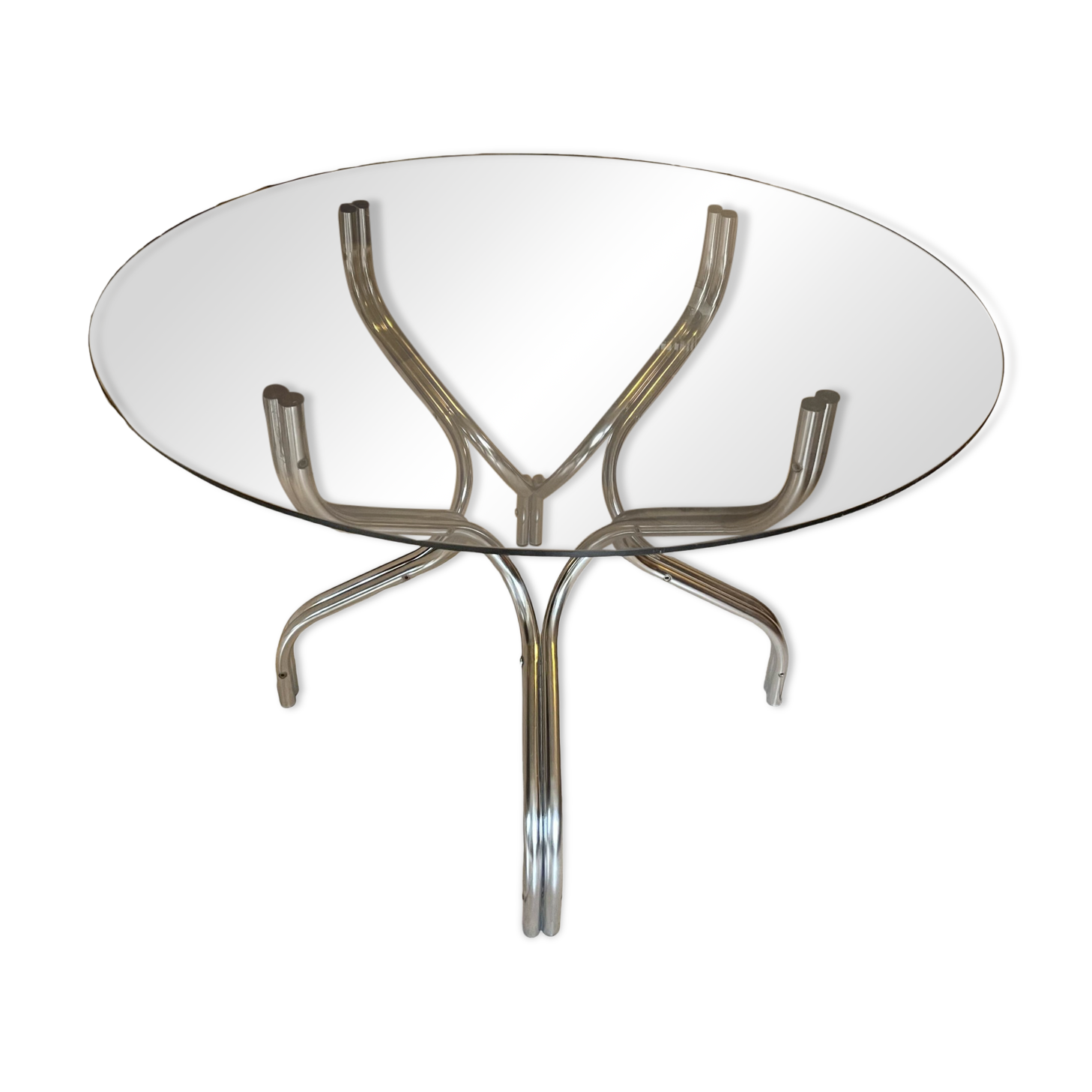 Vintage table with smoked glass top