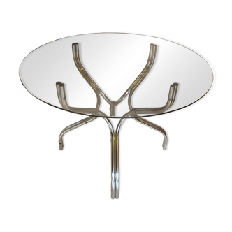 Vintage table with smoked glass top