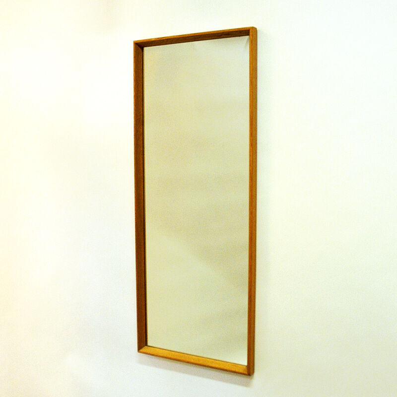 Vintage oak wall mirror by Nyge Verken Nyköping - Sweden 1960s