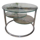 Table Basse en Verre et Métal Chromé