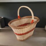 Old oval basket with a wooden base