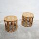Table d'appoint vintage en rotin et cannage