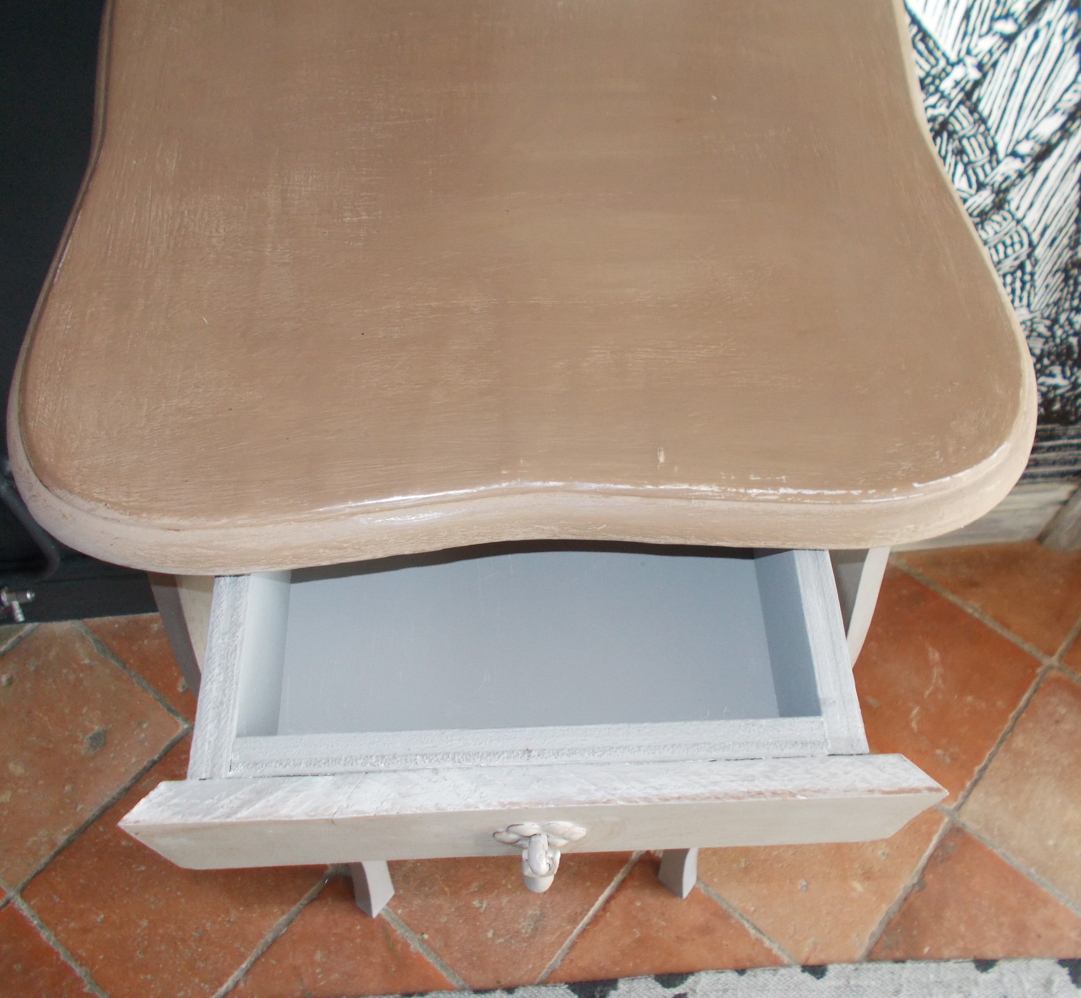 Beige and grey patina side table