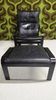 Vintage IKEA armchair from the 1980s, black leather & ottoman.