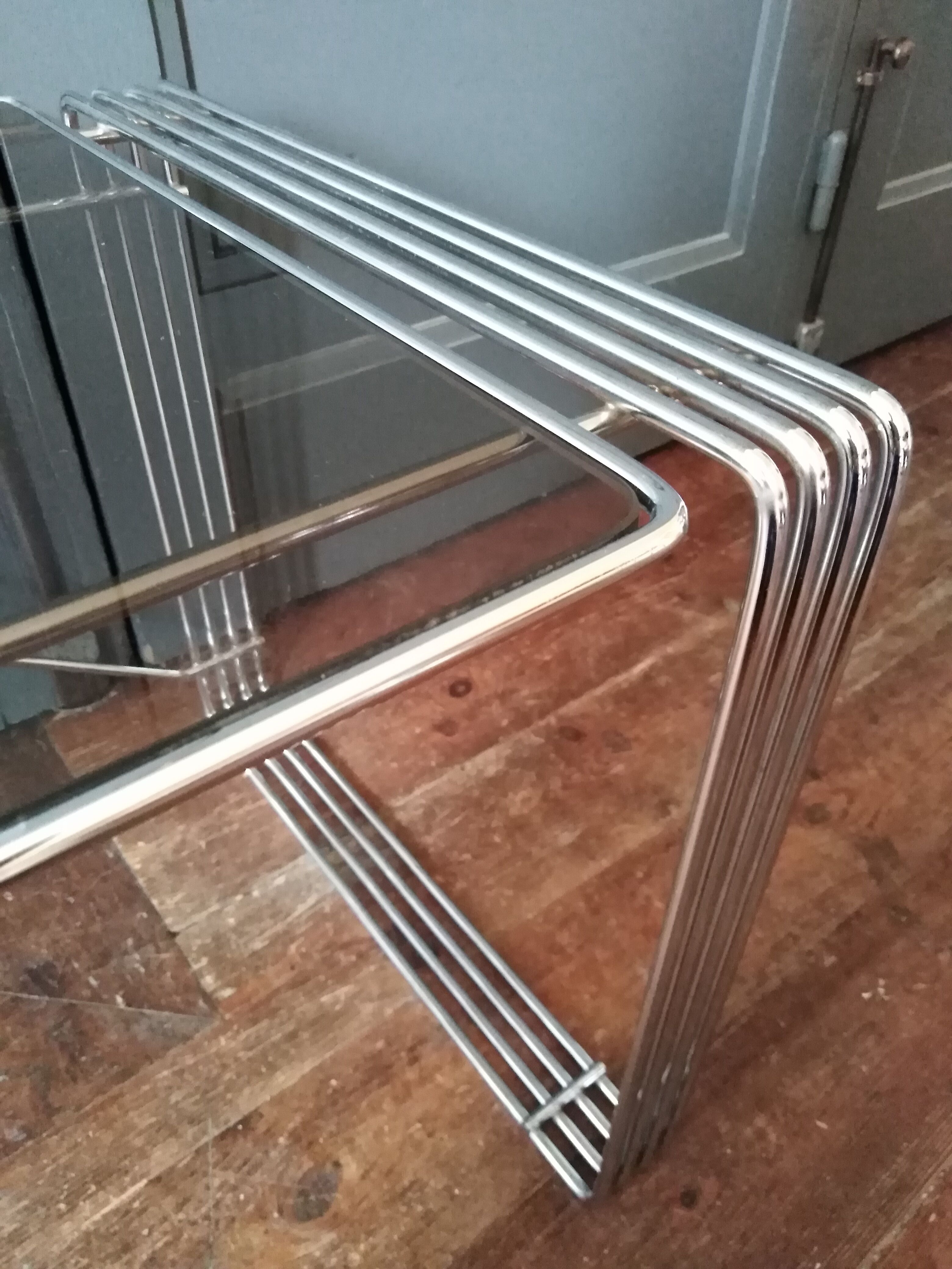 Glass and chrome coffee table 1970