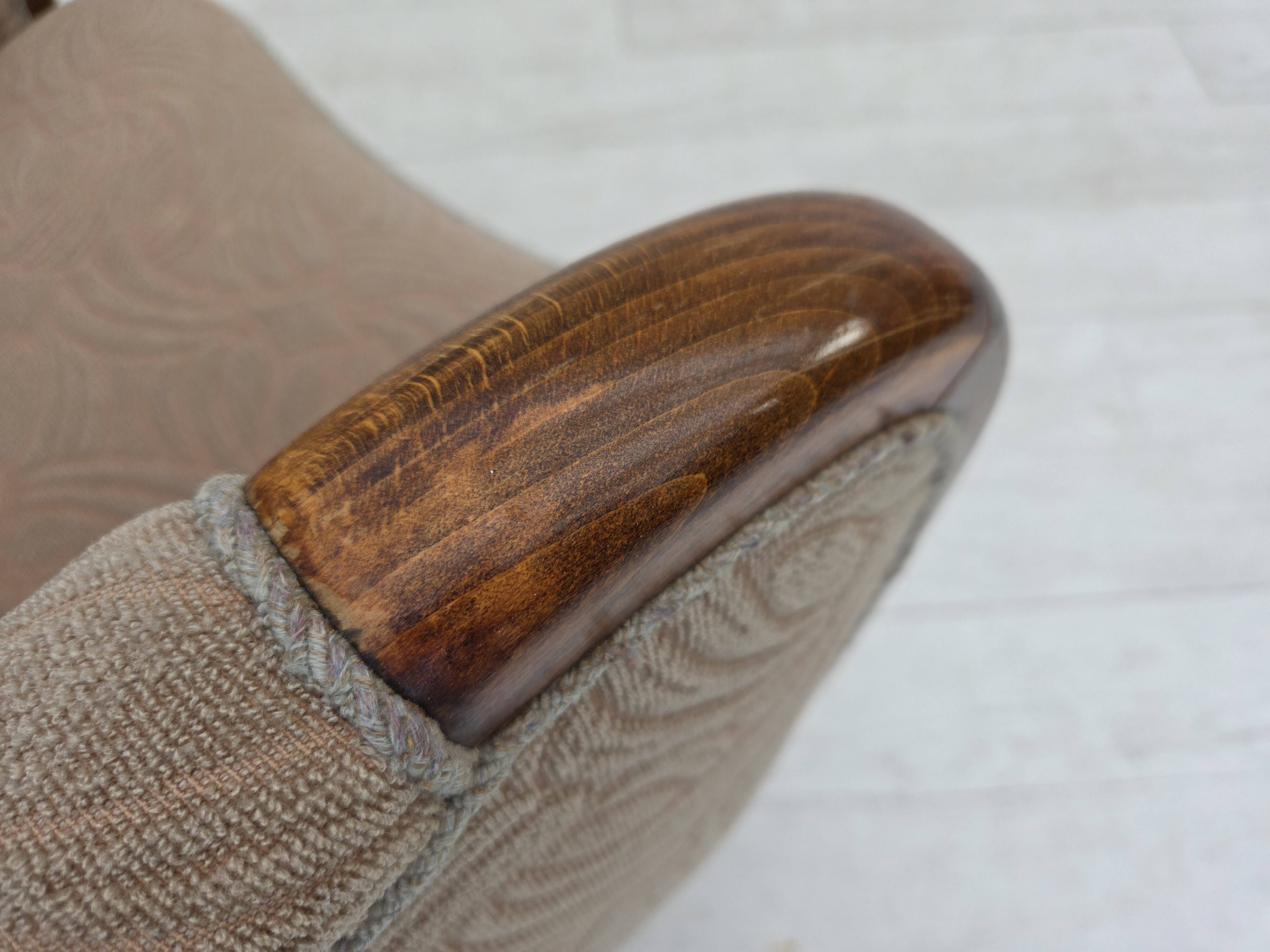 1960s, Danish armchair, blend wool fabric, beech wood.