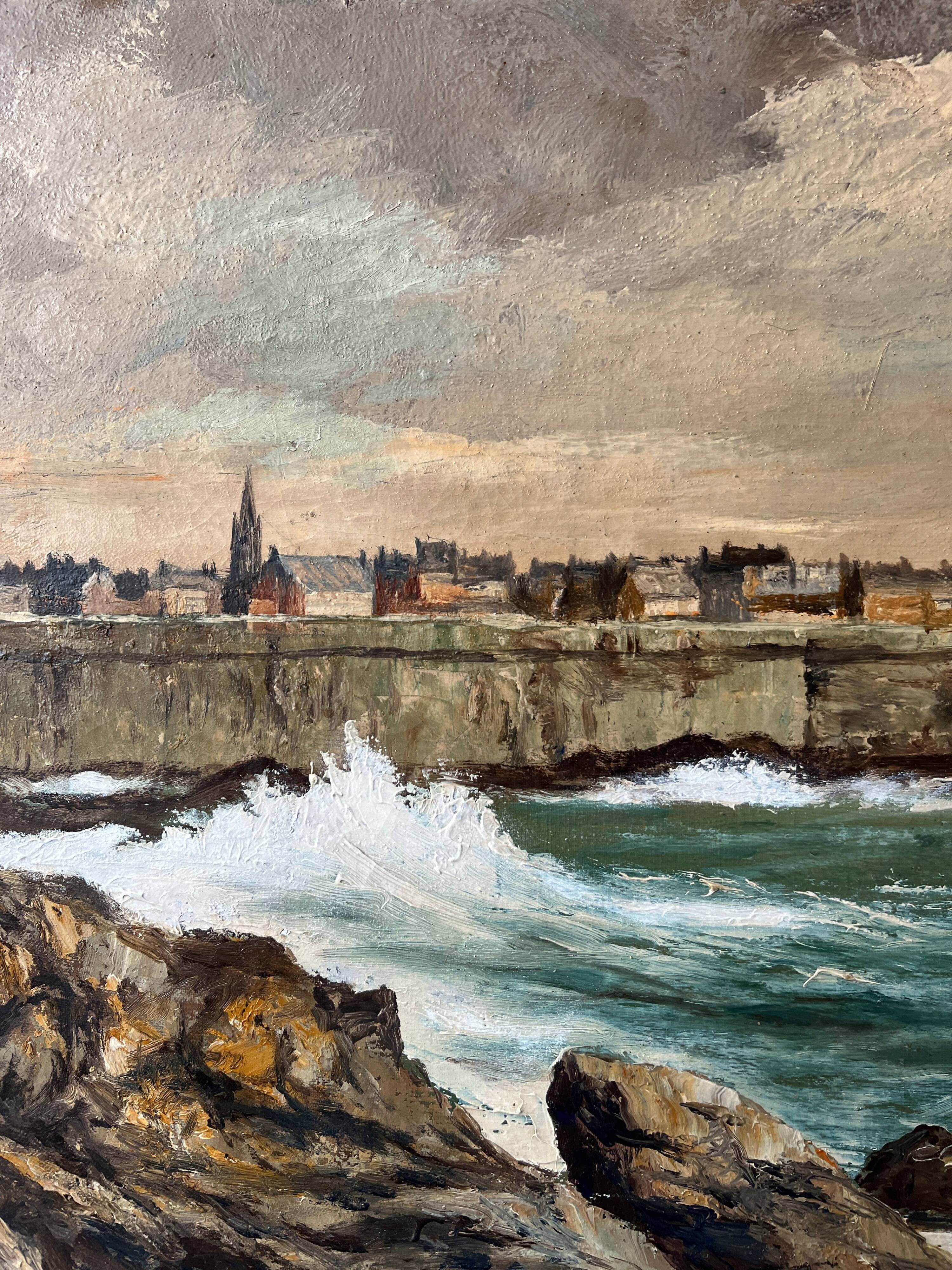 HST Marine painting “Saint Malo” signed Farlès very early 20th century