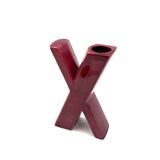 Space age red X letter shaped solifleur vase, Marcel Radureau France 1970