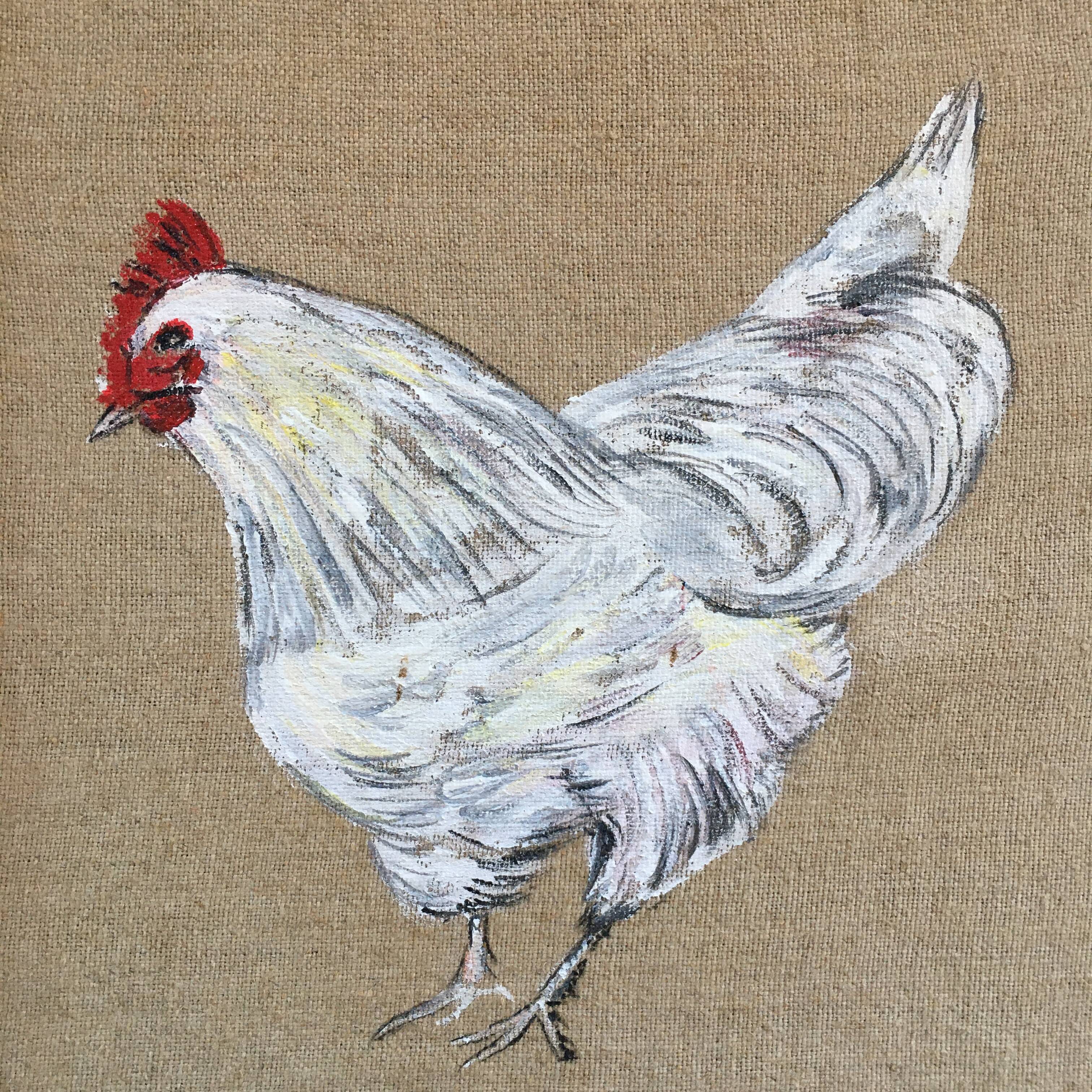 White hen painting