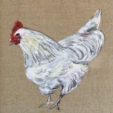 White hen painting