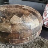 Vintage 70s leather pouf