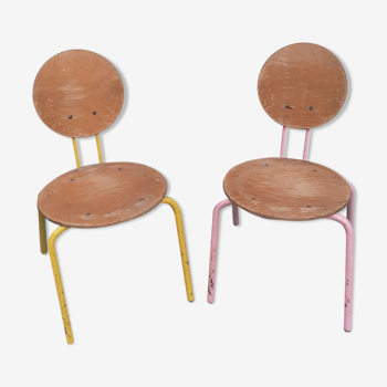 Pair of vintage stackable children's chairs