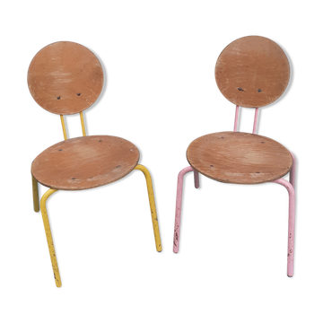 Pair of vintage stackable children's chairs