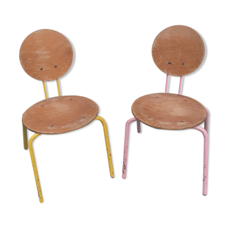 Pair of vintage stackable children's chairs