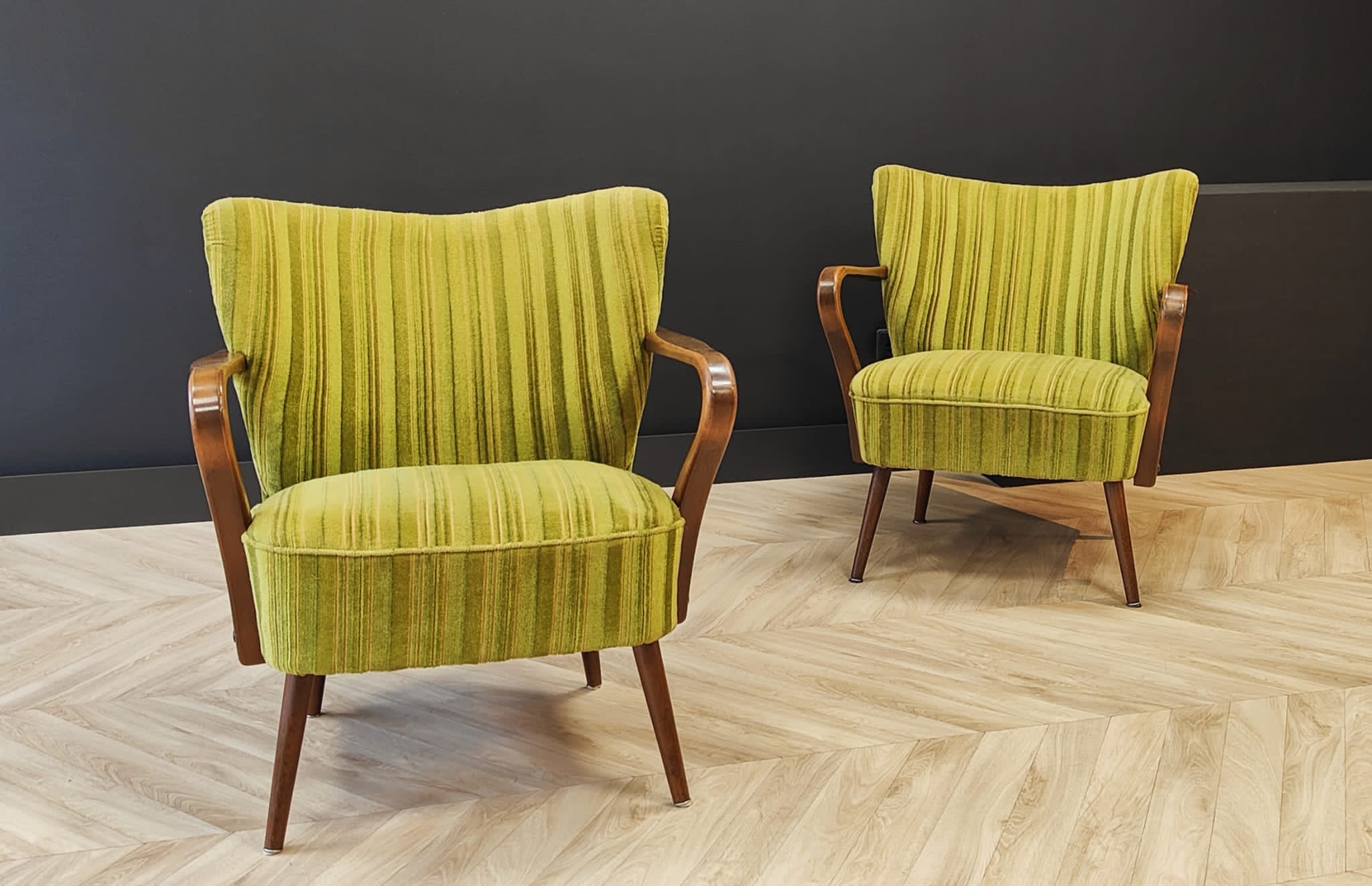 Two mid century cocktail chairs, vintage