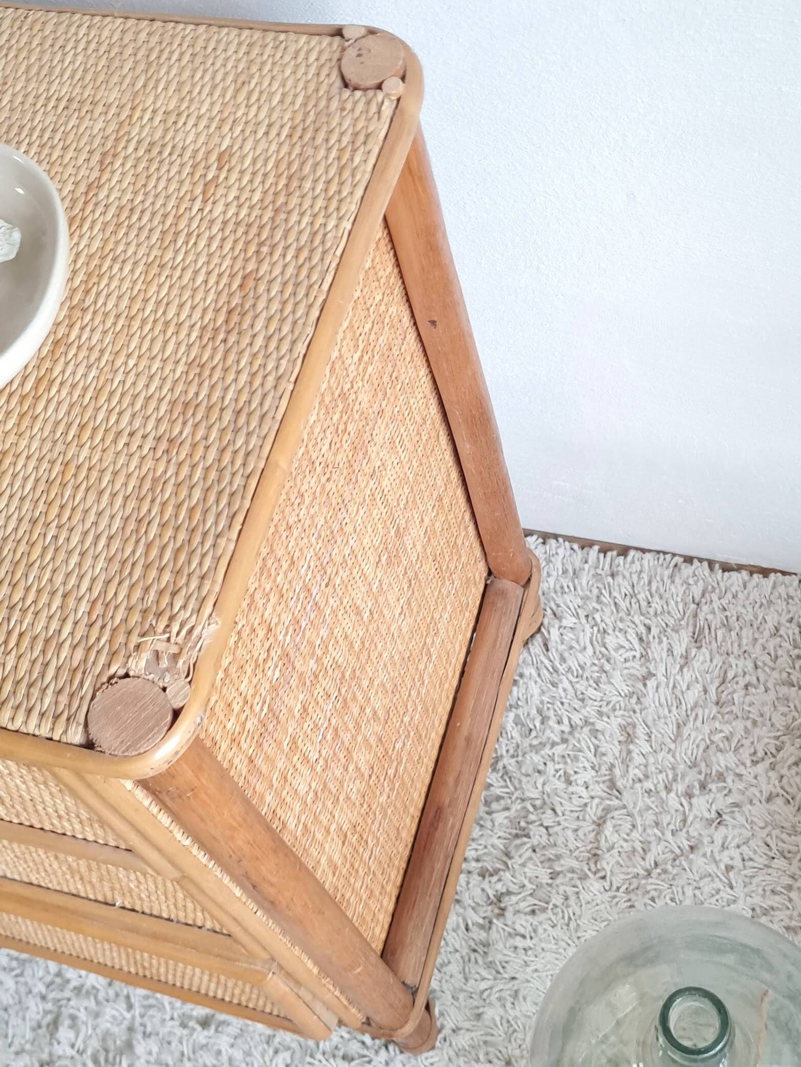 Vintage rattan chest of drawers circa 1970s