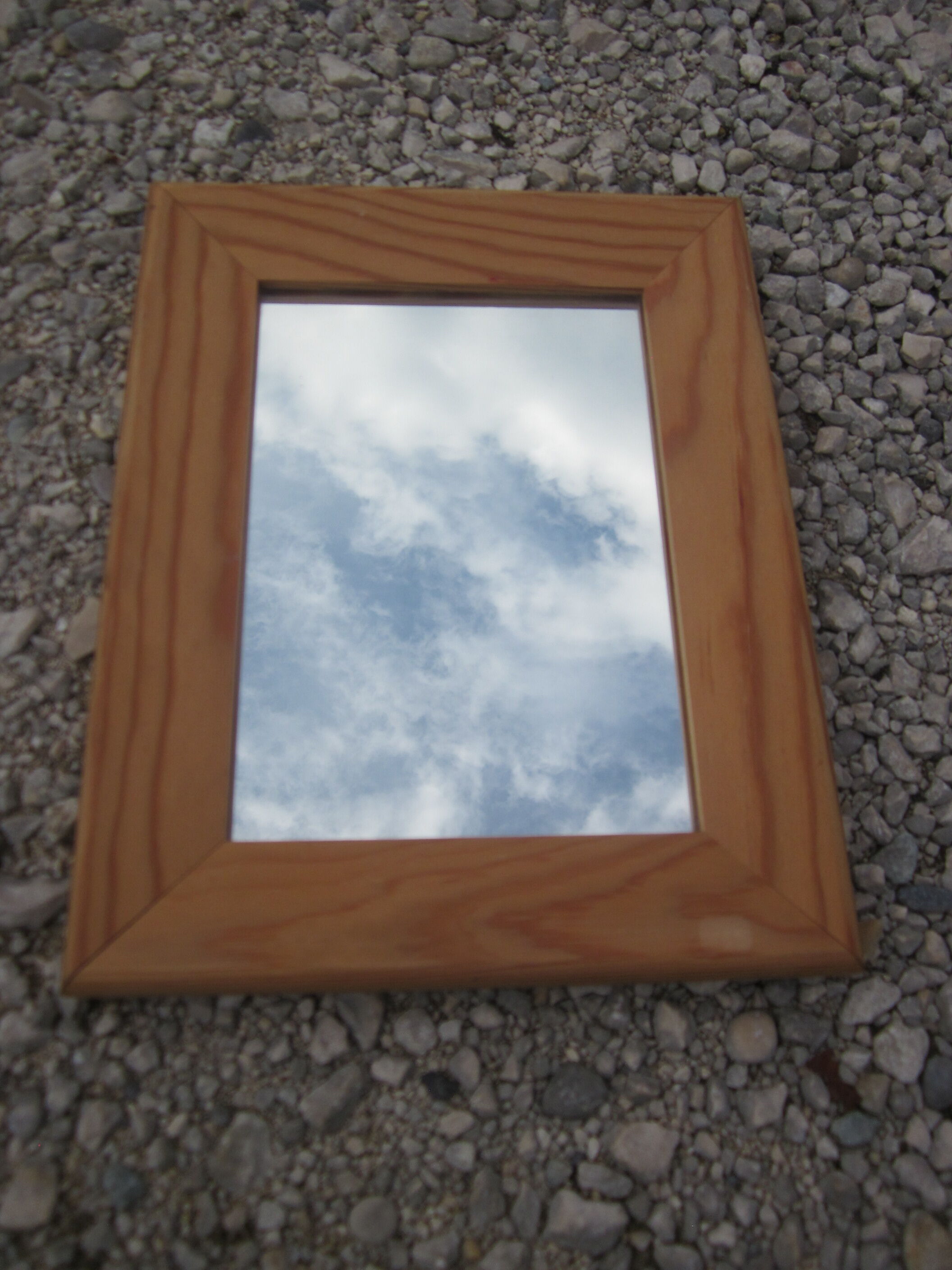 Set of 3 mirrors to hang with wooden frames