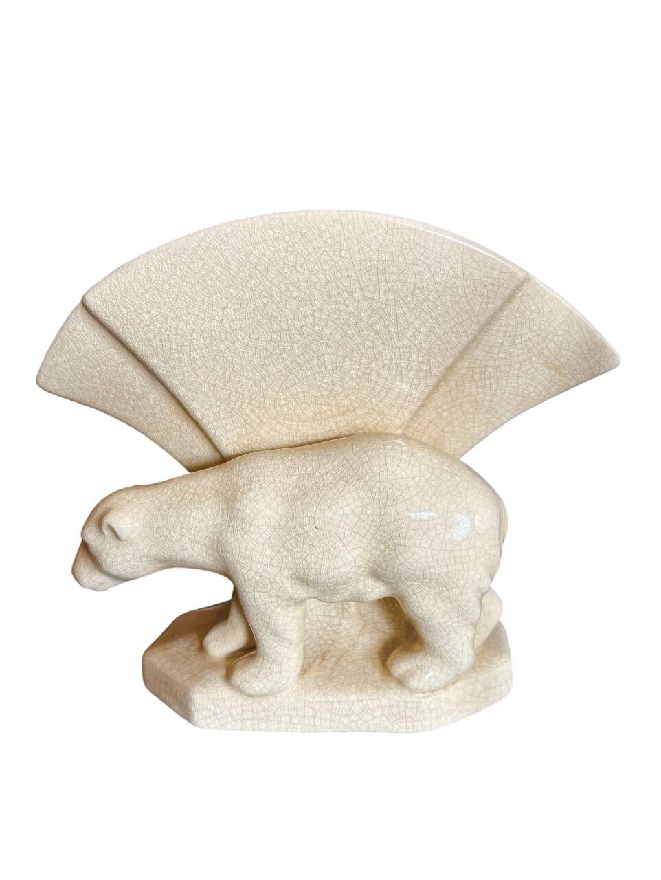 Art Deco polar bear vase in crackle-effect ceramic