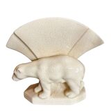 Art Deco polar bear vase in crackle-effect ceramic