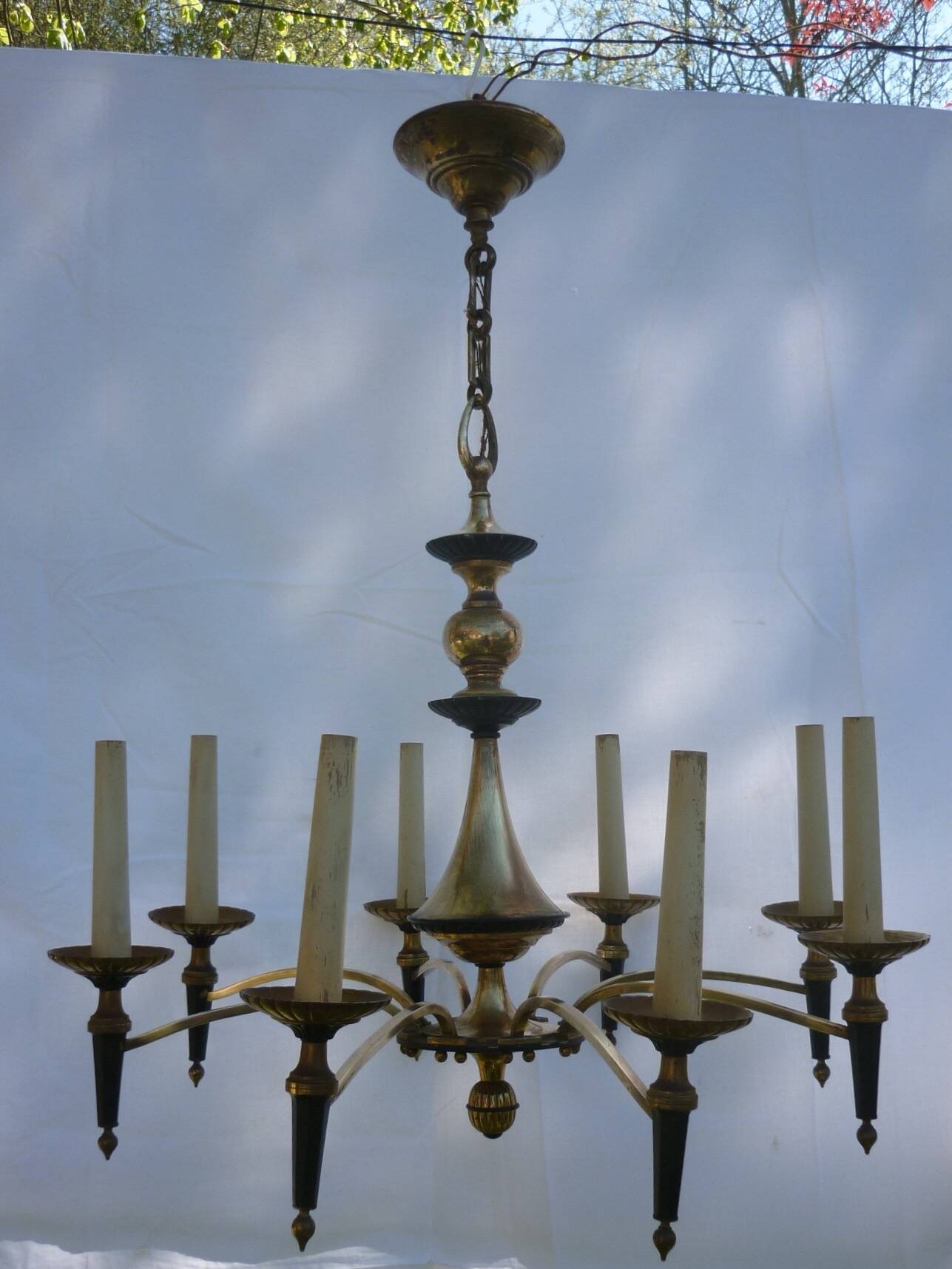 Empire chandelier in bronze and gilded brass