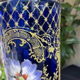 Vase « Cylindre » bleu émaillé F. T. Legras