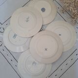 6 old flat plates mismatched iron earth