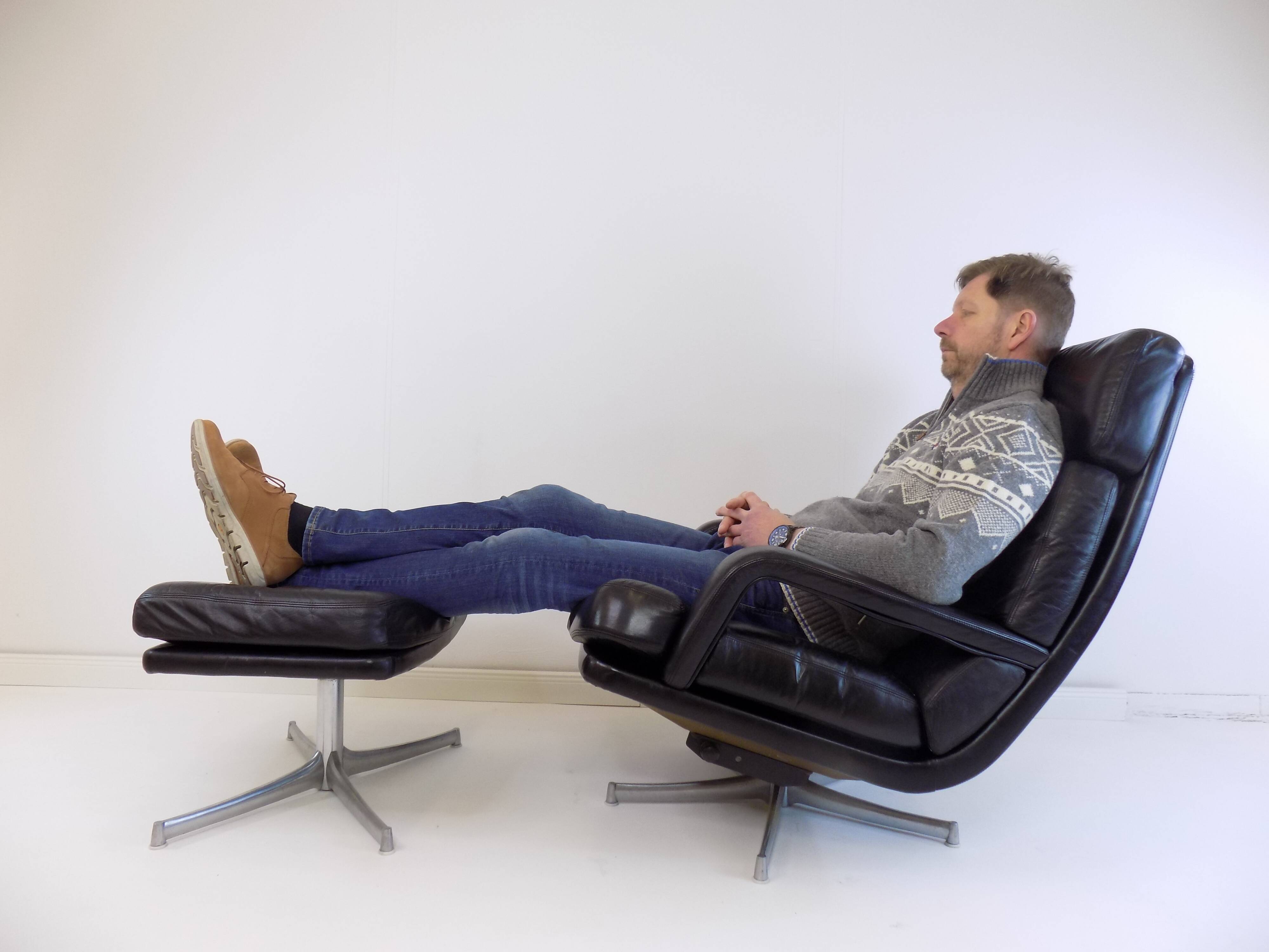 Madsen & Schubell leather armchair with ottoman for Bovenkamp