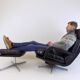 Madsen & Schubell leather armchair with ottoman for Bovenkamp