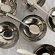 Stainless steel ice cream cups and spoons, 1960s-70s, original boxes.
