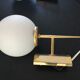 Small vintage wall lamps in opaline and golden metal
