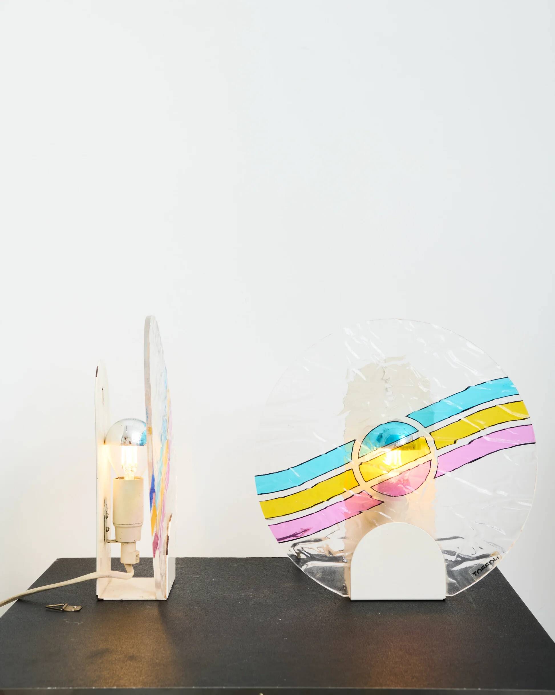 Pair of wall lights series "Disco", Toffoli, Italy, 1980s