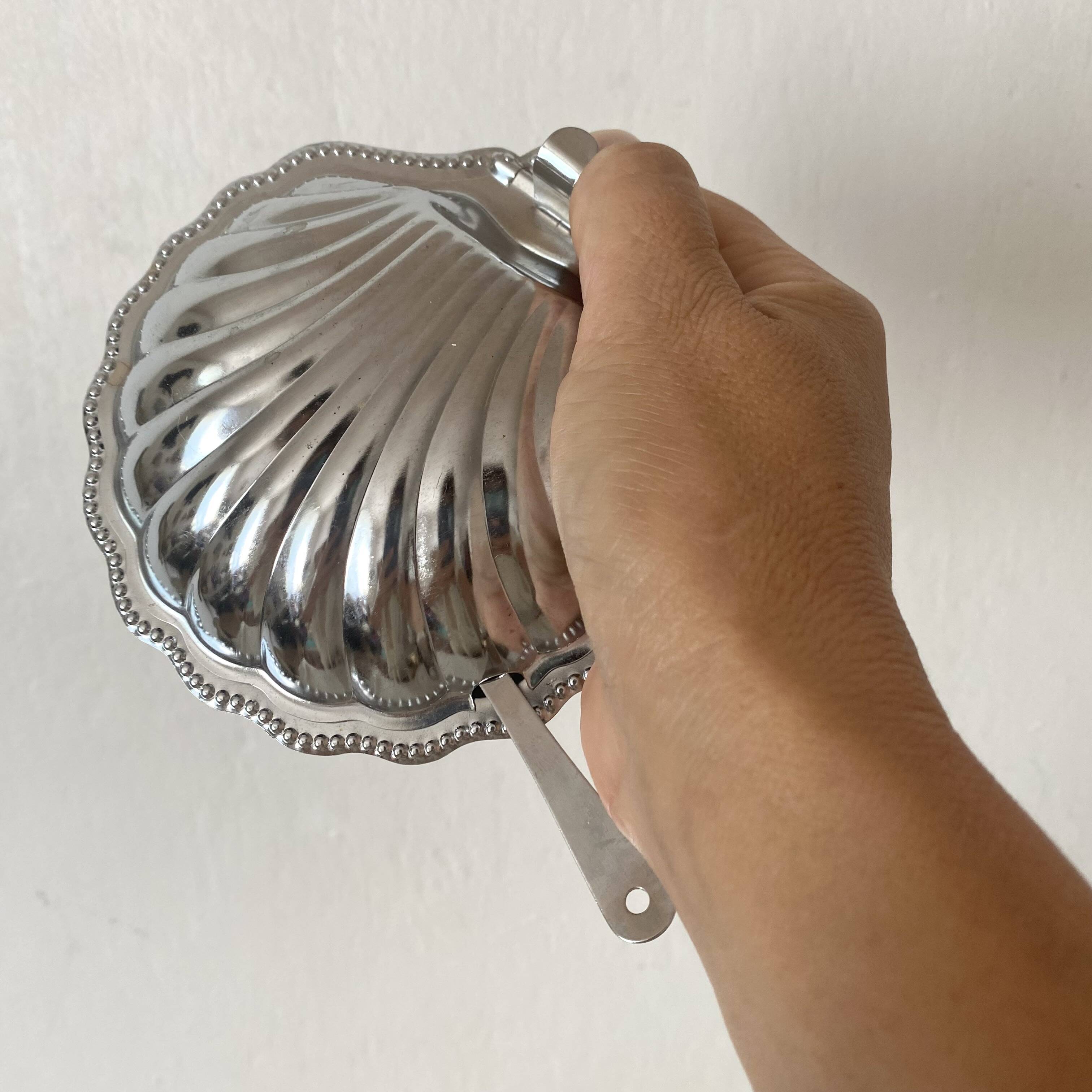 Beurrier coquillage en inox et verre