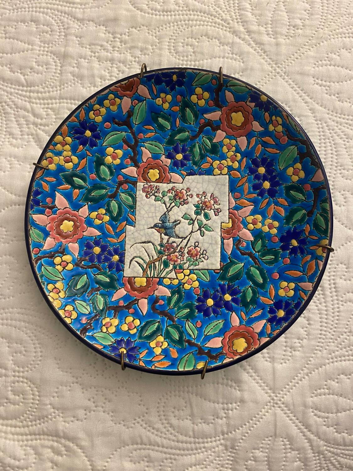 Longwy enamel compote bowl