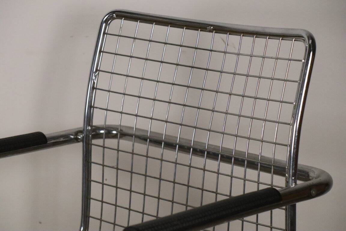 Pair of vintage chrome metal armchairs, 1970