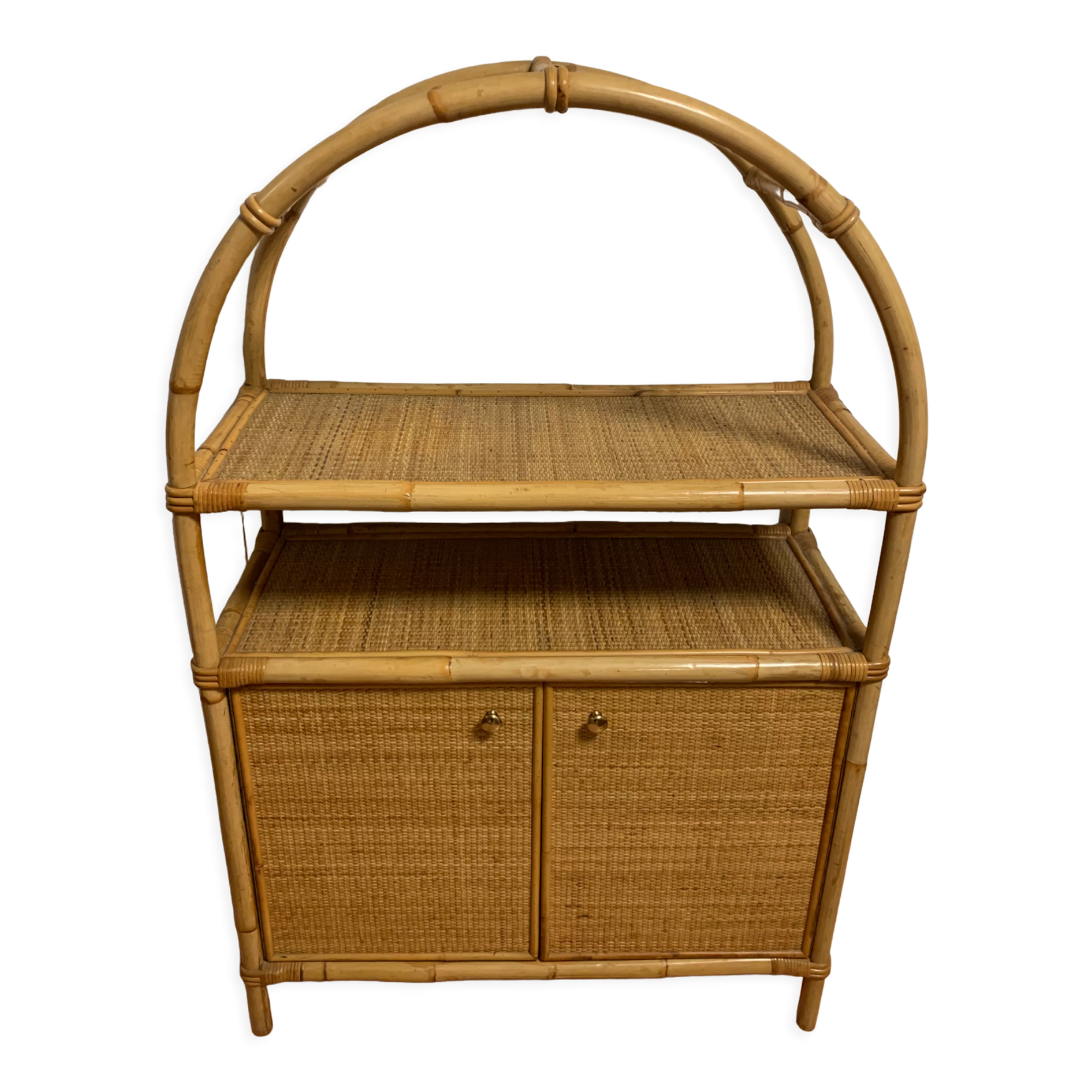 Rattan shelf cabinet from the 1980s'
