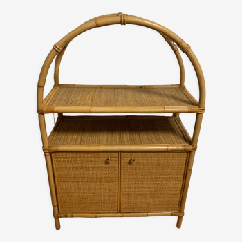 Rattan shelf cabinet from the 1980s'